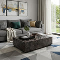 Homeroots 55 Brown Genuine Marble Block Coffee Table 55.00 In. X 15.00 In. X 32.00 In.