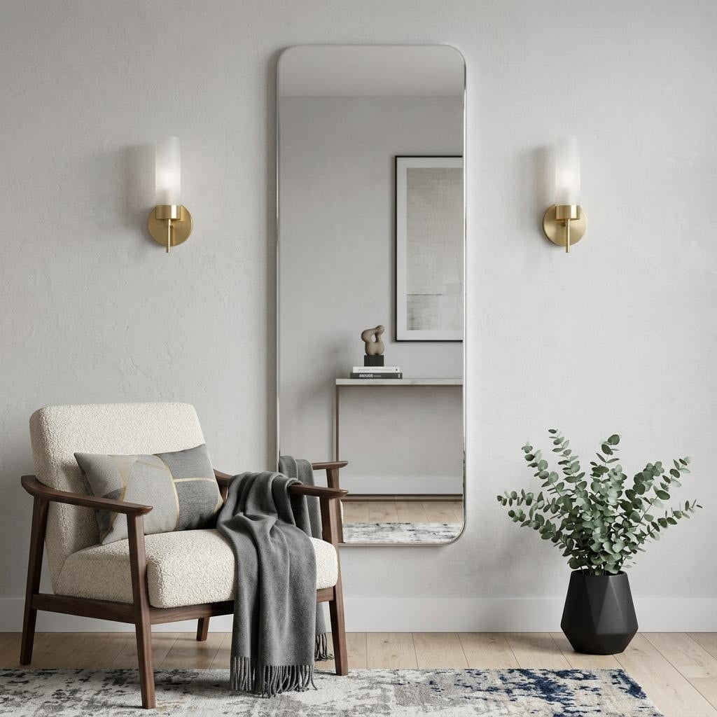 Homeroots 55 Frameless Full Length Hanging Mirror 14.96 In. X 55.12 In. X 0.51 In.