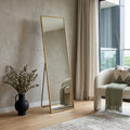 Homeroots 55 Gold Aluminum Freestanding And Wall Mounted Framed Full Length Mirror 18.43 In. X 55.30 In. X 0.55 In.