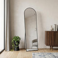 Homeroots 56 Black Aluminum Arch Freestanding And Wall Mounted Framed Full Length Mirror 14.57 In. X 55.51 In. X 0.55 In.