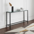 Homeroots 56 Black Mirrored Glass Console Table 56.00 In. X 30.00 In. X 8.00 In.