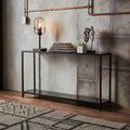 Homeroots 56 Clear And Black Glass Frame Console Table With Shelves 56.00 In. X 29.00 In. X 8.00 In.