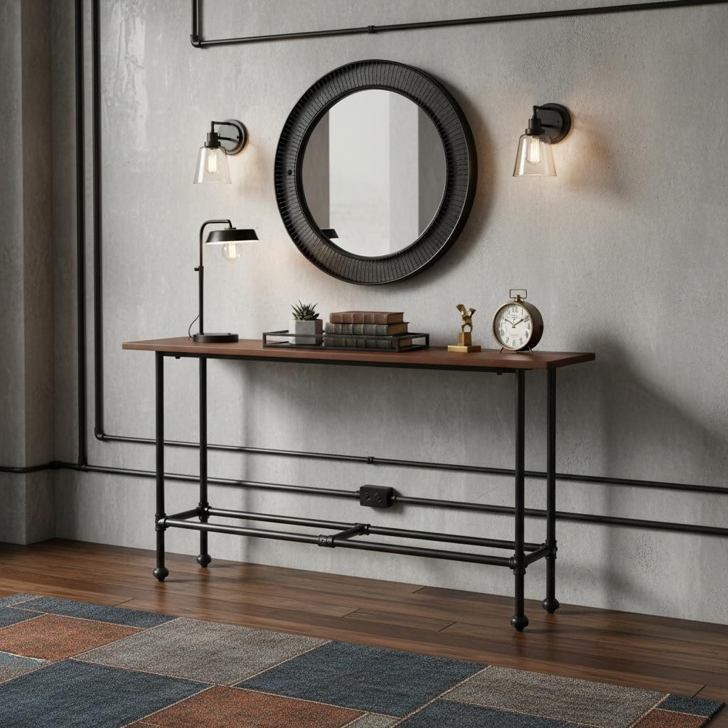 Homeroots 56 Espresso And Black Console Table 56.00 In. X 30.00 In. X 8.00 In.