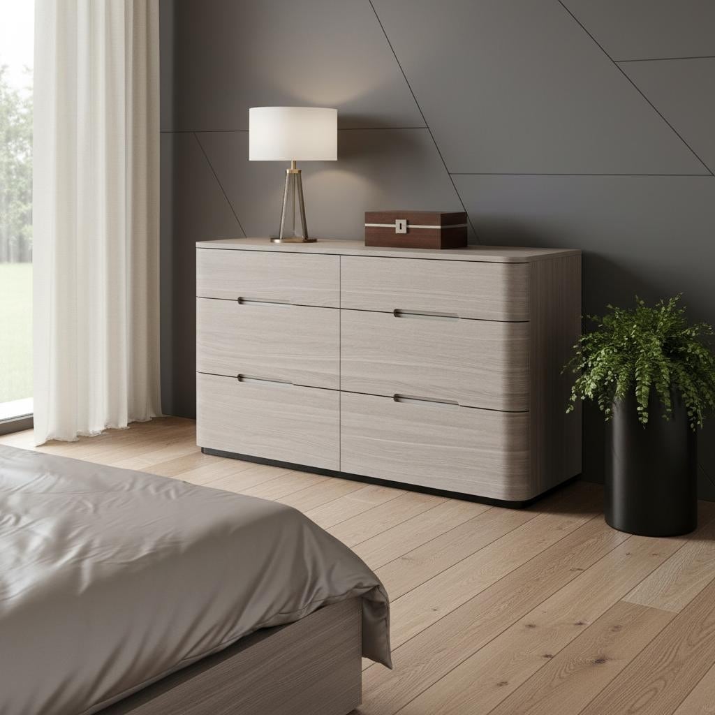 Homeroots 56 Oak Wood Six Drawer Double Dresser