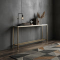 Homeroots 56 Silver And Gold Mirrored Glass Console Table 56.00 In. X 30.00 In. X 8.00 In.