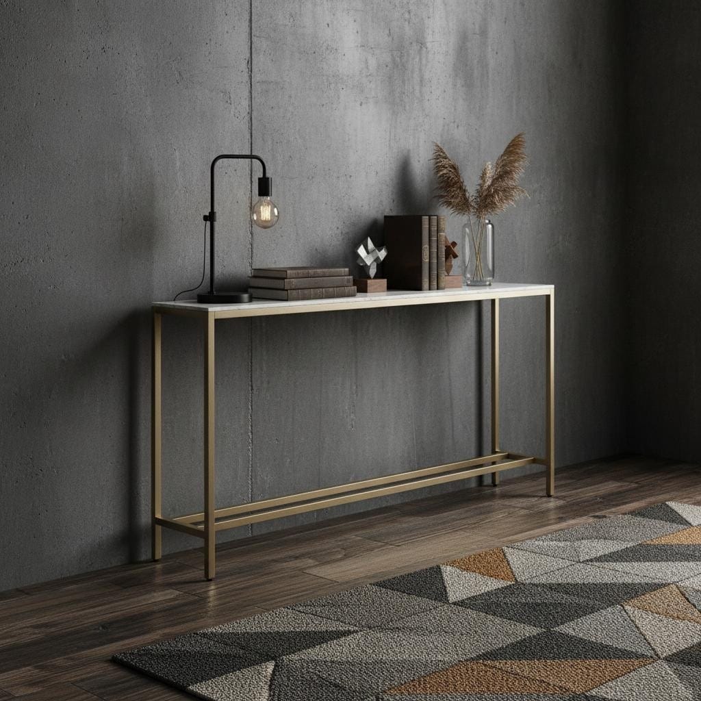 Homeroots 56 Silver And Gold Mirrored Glass Console Table 56.00 In. X 30.00 In. X 8.00 In.