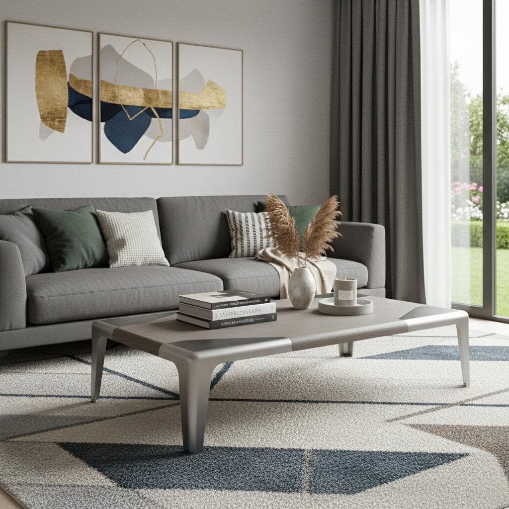 Homeroots 57 Light Gray And Silver Wood And Stainless Steel Coffee Table 57.00 In. X 14.00 In. X 32.00 In.