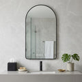 Homeroots 59 Black Aluminum Arch Lighted Framed Anti Fog Bathroom Vanity Mirror 31.50 In. X 59.06 In. X 1.18 In.