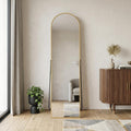 Homeroots 59 Gold Aluminum Arch Freestanding And Wall Mounted Framed Full Length Mirror 16.00 In. X 59.00 In. X 0.50 In.