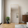 Homeroots 59 Gold Aluminum Freestanding And Wall Mounted Framed Full Length Mirror 16.00 In. X 59.00 In. X 0.50 In.