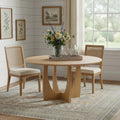 Homeroots 59 Natural Solid Wood Pedestal Base Round Top Dining Table 59.00 In. X 30.00 In. X 59.00 In.