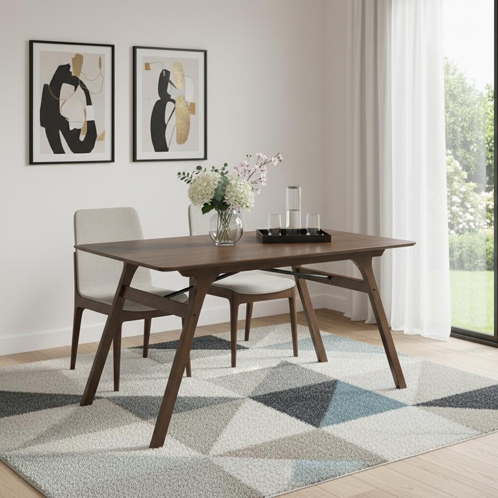 Homeroots 59 Walnut Wood Dining Table 59.00 In. X 30.00 In. X 35.00 In.