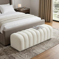 Homeroots 59 White Tufted Boucle Upholstered Bench 59.00 In. X 18.00 In. X 20.00 In.