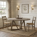 Homeroots 60 Brown Rounded Solid Wood Pedestal Base Dining Table 60.00 In. X 30.00 In. X 60.00 In.