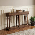 Homeroots 60 Brown Solid Wood Floor Shelf Console Table