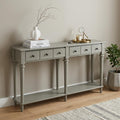 Homeroots 60 Gray Wood Six Leg Console Table With Shelf And Four Drawers 59.80 In. X 34.00 In. X 11.00 In.