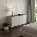 Homeroots 60 Light Gray And Walnut Wood Six Drawer Double Dresser