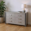 Homeroots 62 Silver Wood Six Drawer Double Dresser