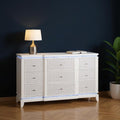 Homeroots 62 White Faux Crystal Glitter Wood Lighted Nine Drawer Triple Dresser