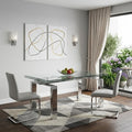 Homeroots 63 Clear And Silver Glass And Stainless Steel Self Storing Leaf Dining Table 63.00 In. X 30.00 In. X 35.00 In.