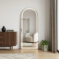 Homeroots 63 Silver Arch Lighted Freestanding And Wall Mounted Framed Full Length Mirror 19.60 In. X 62.90 In. X 0.90 In.