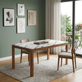 Homeroots 63 White And Natural Faux Marble And Solid Wood Dining Table 63.00 In. X 30.10 In. X 36.00 In.