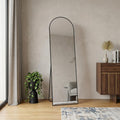 Homeroots 64 Black Aluminum Arch Freestanding And Wall Mounted Framed Full Length Mirror 23.43 In. X 64.37 In. X 0.55 In.