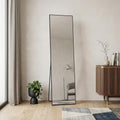 Homeroots 64 Black Aluminum Freestanding And Wall Mounted Framed Full Length Mirror 23.43 In. X 64.37 In. X 0.55 In.