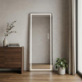 Homeroots 64 Black Aluminum Lighted Wall Mounted And Freestanding Framed Full Length Mirror 21.00 In. X 64.00 In. X 1.78 In.