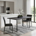 Homeroots 64 Dark Gray And Black Wood And Iron Sled Base Dining Table 64.00 In. X 31.00 In. X 35.00 In.