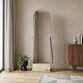 Homeroots 64 Gold Aluminum Arch Freestanding And Wall Mounted Framed Full Length Mirror 21.00 In. X 64.00 In. X 0.50 In.