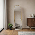 Homeroots 64 Gold Aluminum Arch Freestanding And Wall Mounted Framed Full Length Mirror 23.43 In. X 64.37 In. X 0.55 In.