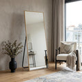 Homeroots 64 Gold Aluminum Freestanding And Wall Mounted Framed Full Length Mirror 21.00 In. X 64.00 In. X 0.50 In.