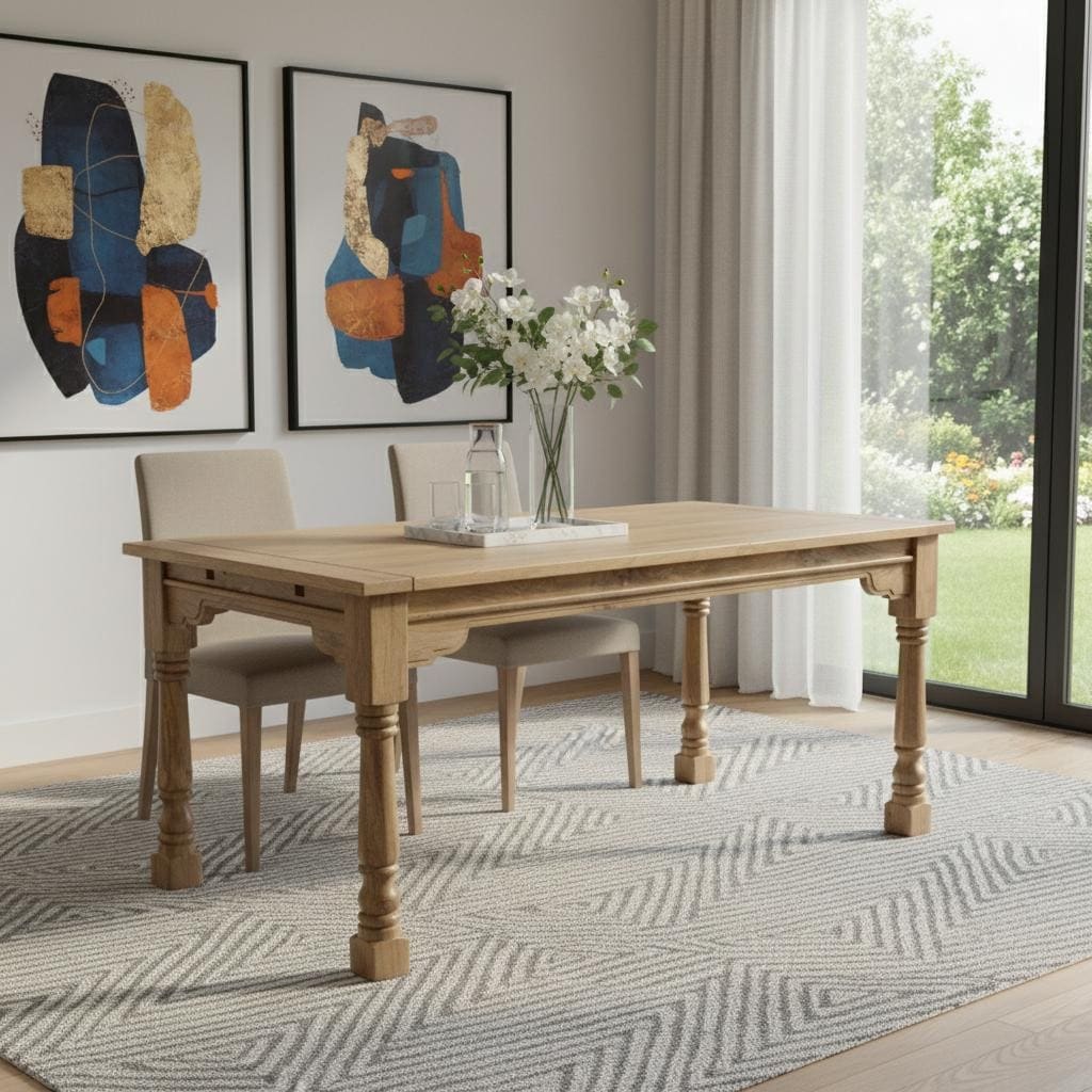 Homeroots 65 Brown Solid Wood Self Storing Leaf Extendable Dining Table 65.00 In. X 29.90 In. X 35.40 In.