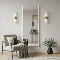 Homeroots 65 Silver Lighted Wall Mounted And Leaning Frameless Full Length Hanging Mirror 21.00 In. X 65.00 In. X 0.98 In.