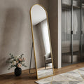 Homeroots 66 Gold Aluminum Arch Wall Mounted And Freestanding Framed Full Length Mirror 25.39 In. X 66.39 In. X 0.55 In.