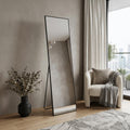Homeroots 67 Black Aluminum Freestanding And Wall Mounted Framed Full Length Mirror 25.39 In. X 66.93 In. X 0.55 In.
