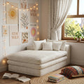 Homeroots 67 White Corduroy Left Hand Facing Chaise Lounge Chair 66.90 In. X 29.50 In. X 39.40 In.
