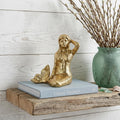 Homeroots 6 Antiqued Brass Cast Iron Mermaid Hand Painted Statue Tabletop Sculpture 7.00 In. X 6.25 In. X 4.50 In.