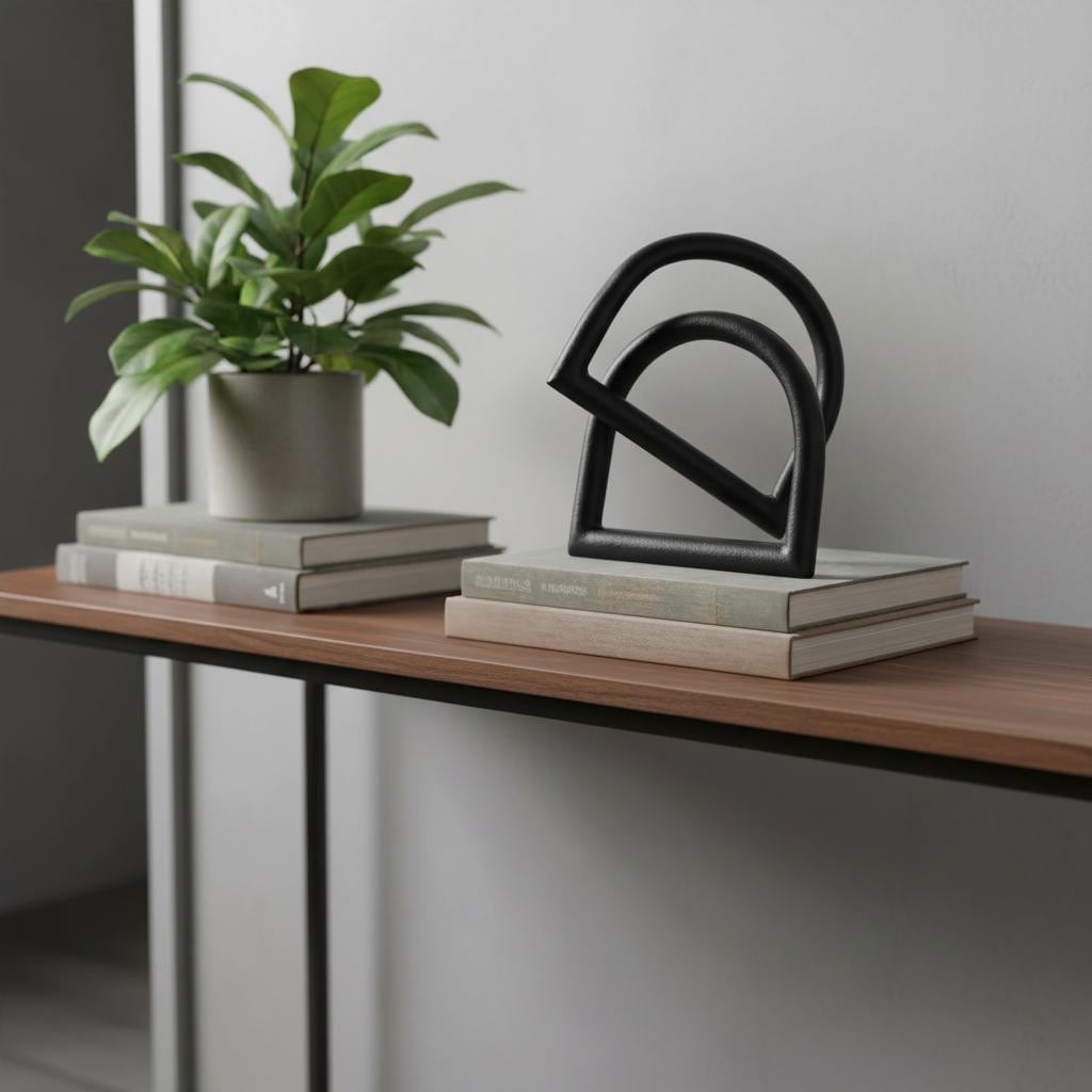 Homeroots 6 Black Iron Modern Abstract Tabletop Sculpture 5.91 In. X 6.10 In. X 5.91 In.
