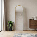Homeroots 70 Gold Aluminum Arch Freestanding And Wall Mounted Framed Full Length Mirror 25.50 In. X 70.40 In. X 0.70 In.