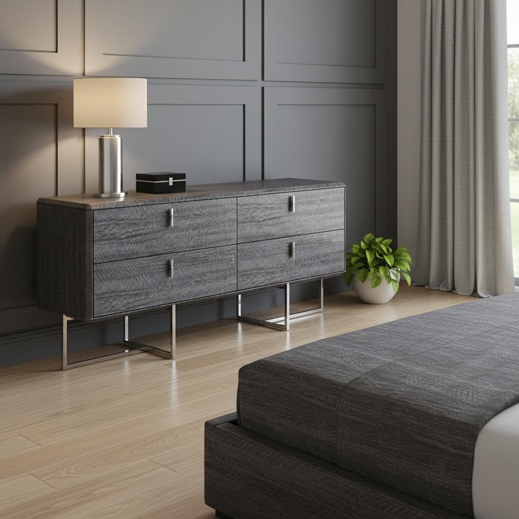 Homeroots 70 Gray Wood Four Drawer Double Dresser