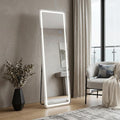 Homeroots 70 Silver Lighted Freestanding And Wall Mounted Framed Full Length Mirror 25.50 In. X 70.00 In. X 0.90 In.