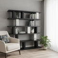 Homeroots 71 Black And White Wood And Faux Marble Five Tier Geometric Bookcase