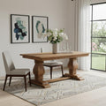 Homeroots 71 Brown Solid Wood Double Pedestal Base Dining Table 70.87 In. X 29.92 In. X 35.43 In.