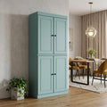Homeroots 72 Aqua Solid Wood Four Door Pantry Or Storage Closet 32.00 In. X 71.50 In. X 15.50 In.