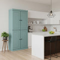 Homeroots 72 Aqua Solid Wood Four Door Two Drawer Pantry Or Storage Closet 32.00 In. X 71.50 In. X 15.50 In.