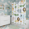 Homeroots 72 Blue Green And White Youthful Animal Print Shower Curtain
