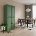 Homeroots 72 Green Solid Wood Four Door Two Drawer Pantry Or Storage Closet 32.00 In. X 71.50 In. X 15.50 In.