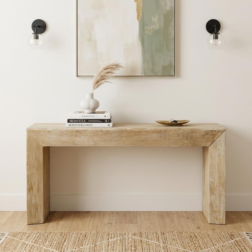 Homeroots 72 Natural Solid Wood Distressed Frame Console Table 72.00 In. X 30.00 In. X 16.00 In.